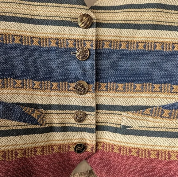 VTG 80s American Trendsetter Southwestern Stripe Vest Size Medium - Picture 3 of 10